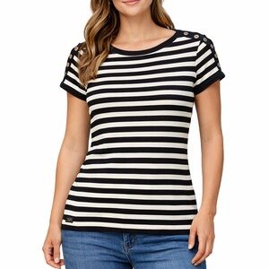Lauren Ralph Lauren Black and White Striped Tee